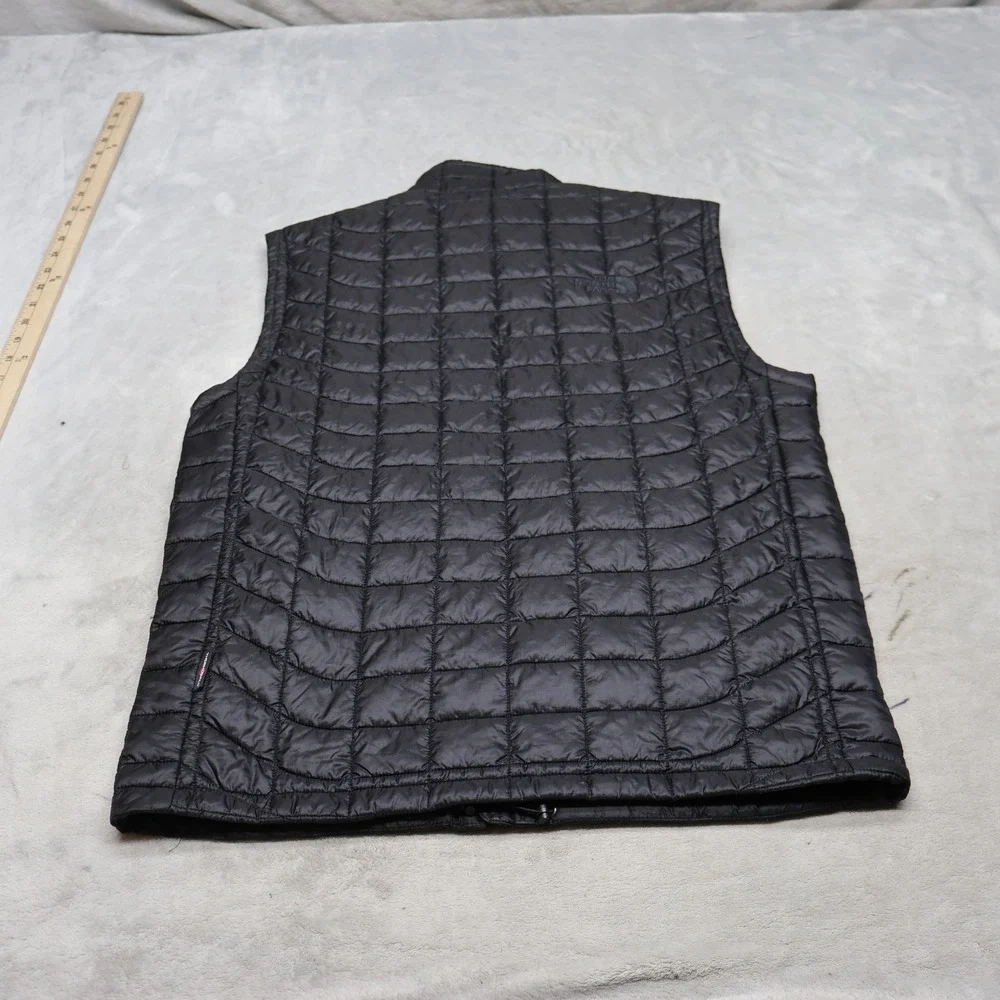 North Face Vest Mens Small Black Thermoball Eco Light Pack Quilted Puffer LOGO